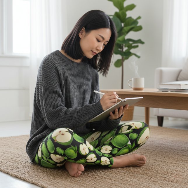 Leggings Légendes d'impression Apple vertes (Green Apple Print Leggings)