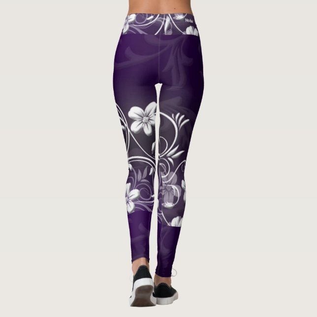Leggings Légendes d'impression de fleurs mauves Conception  (Dos)