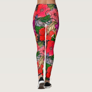 Leggings Légendes d'impression de fleurs pour femmes