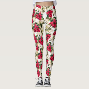 Leggings Légendes d'impression de Poinsettia réelles