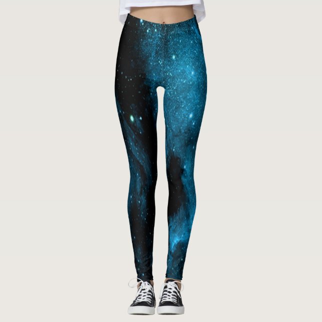 Leggings Légendes d'impression en galaxie bleue (Devant)