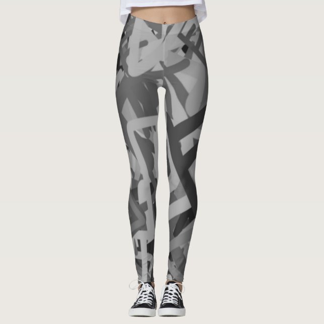 Leggings Légendes d'impression grises (Devant)