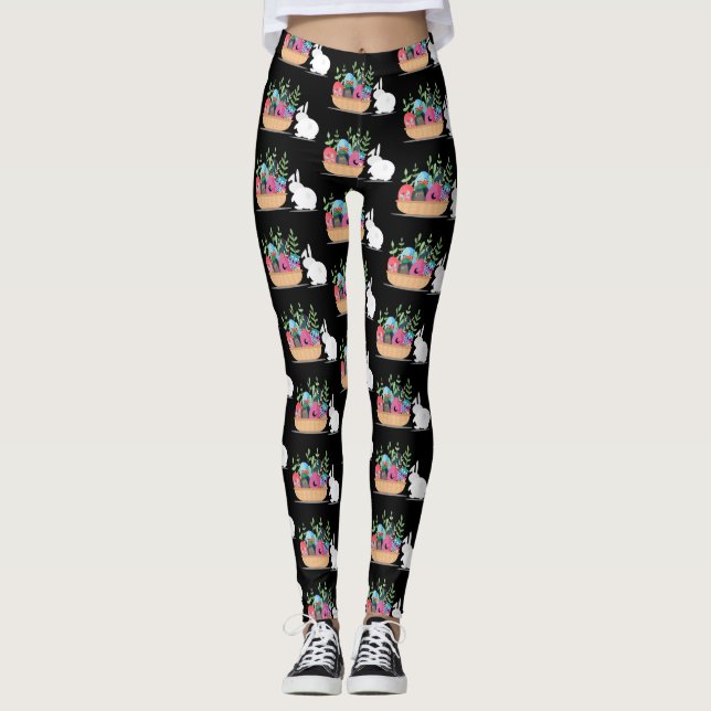 Leggings légendes du panier de lapin de pâques (Devant)