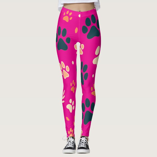 Leggings Légendes Empreintes de pattes jouées | Pâtes de ch (Devant)