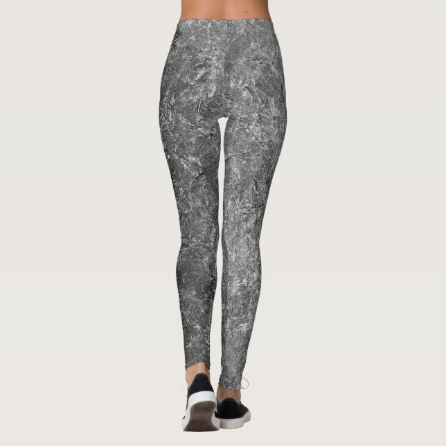 Leggings Légendes en marbre noir et gris sur toute impressi (Dos)