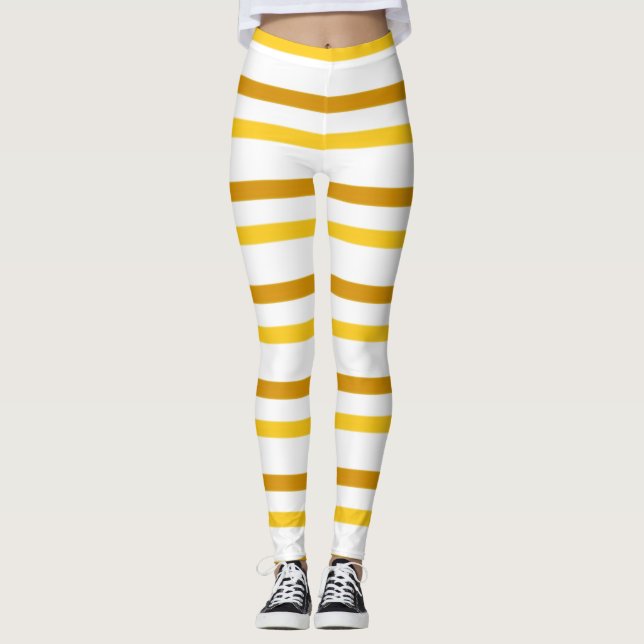 Leggings Légendes en rayures jaunes de moutarde (Devant)
