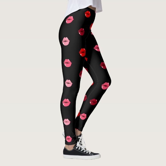Leggings Légendes femmes lèvres roses et rouges mignonnes (Droite)