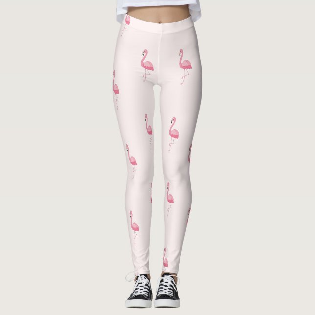 Leggings Légendes flamantes à pied rose mignonne (Devant)