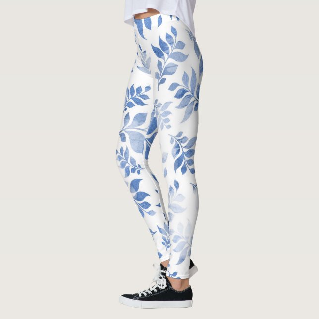 Leggings Légendes Florales Bleues, (Gauche)