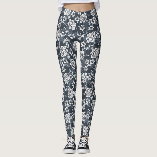 Leggings Légendes florales gris-fumé pour femmes (Devant)