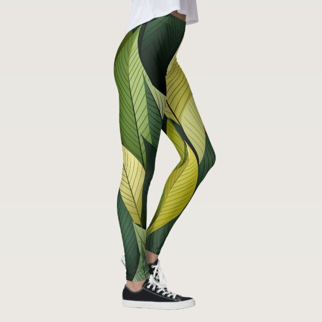 Leggings Légendes géométriques à feuilles vertes sur toute  (Droite)