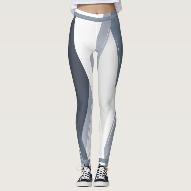 Leggings Légendes géométriques gris argent pour femmes (Devant)