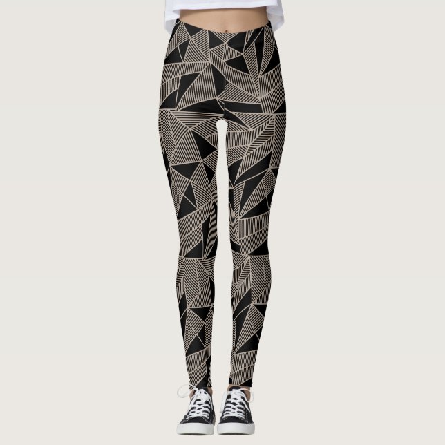 Leggings Légendes géométriques noir/tan pour femmes (Devant)