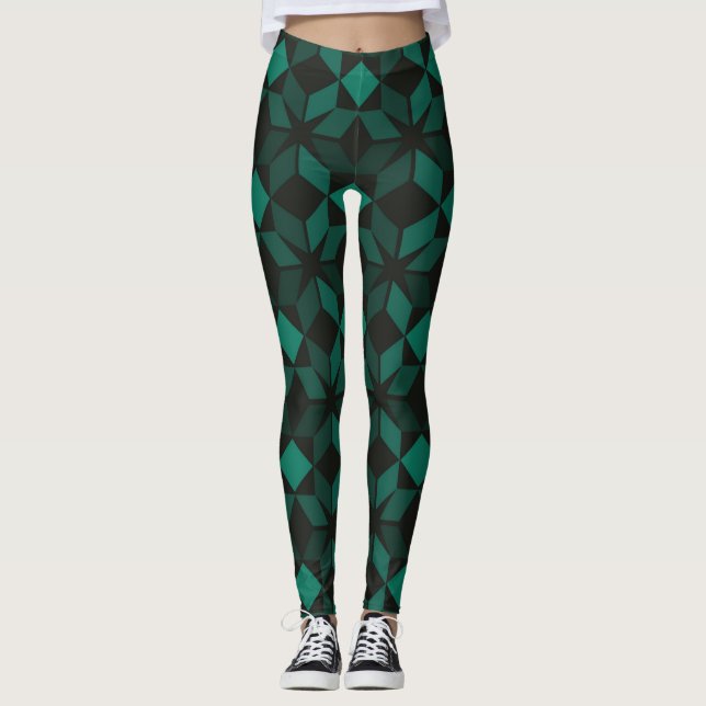 Leggings Légendes géométriques vertes pour femmes (Devant)