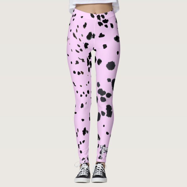 Leggings Légendes imprimées dalmatiennes roses (Devant)