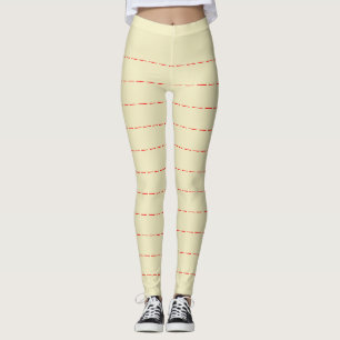 Leggings Légendes jaunes pâles avec bandes horizontales rou