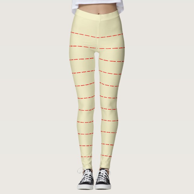 Leggings Légendes jaunes pâles avec bandes horizontales rou (Devant)