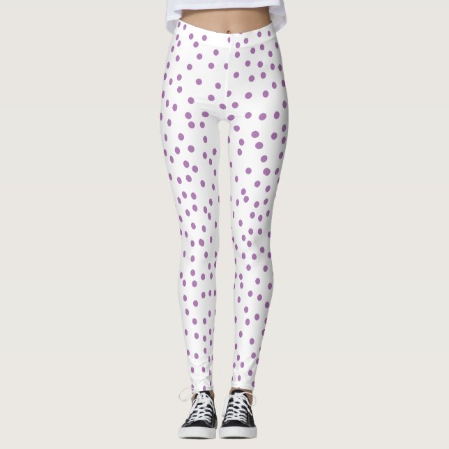 Leggings Légendes mignonnes et preppy Pois violettes (Devant)