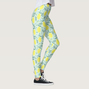 Leggings Légendes motifs botaniques au citron