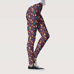 Leggings Légendes Motifs de la feuille de champignons viole