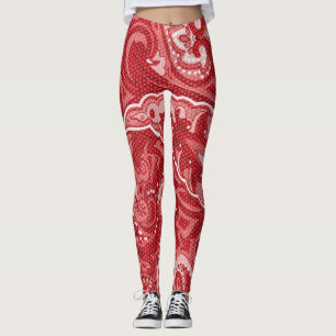 Leggings Légendes motifs de paisley rouge