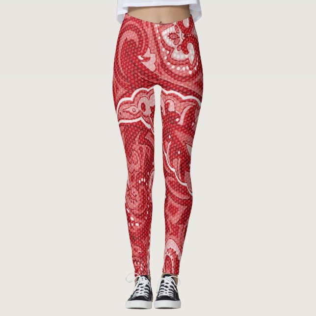 Leggings Légendes motifs de paisley rouge (Devant)
