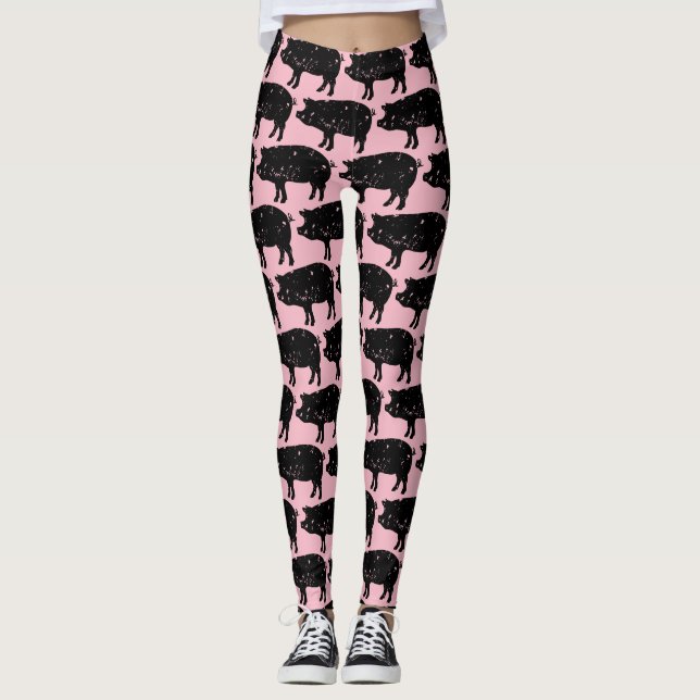Leggings Légendes motifs de porc roses (Devant)