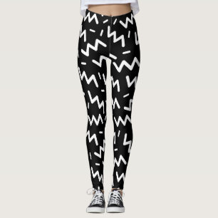 Leggings Légendes Motifs des années 80 noir et blanc
