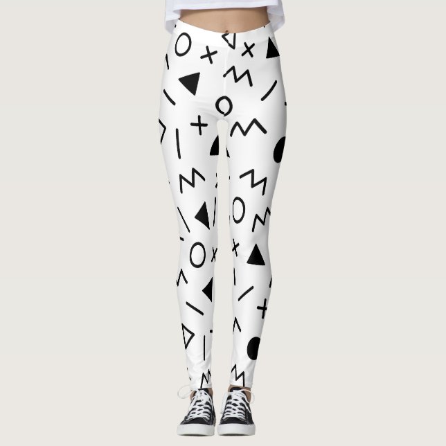 Leggings Légendes Motifs des années 80 noir et blanc (Devant)