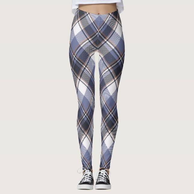 Leggings Légendes multiplaid bleu/blanc (Devant)