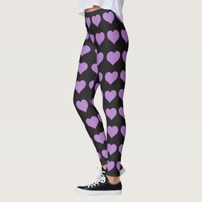 Leggings Légendes noires avec un motif à coeur violet (Gauche)