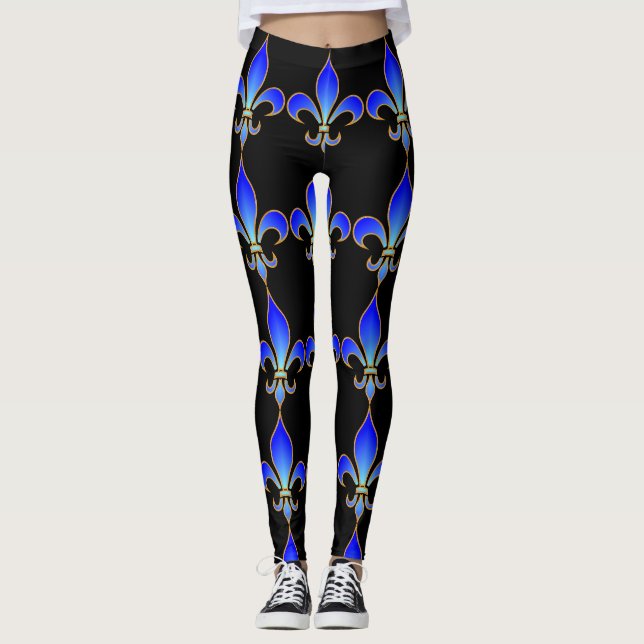 Leggings Légendes noires de fleur de lis (Devant)