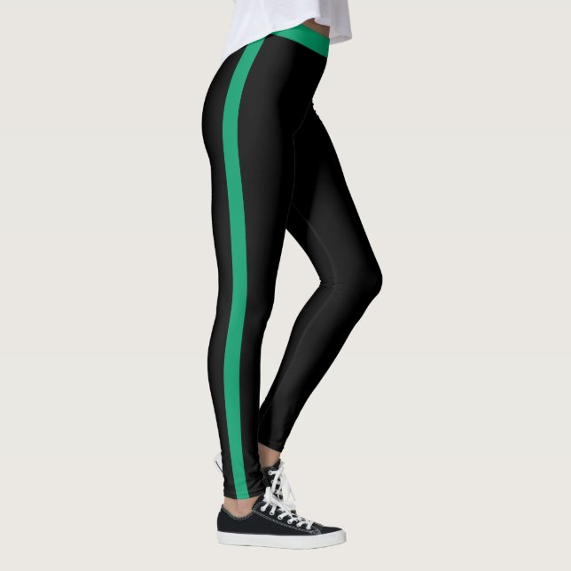 Leggings Légendes noires de la bande latérale verte (Droite)