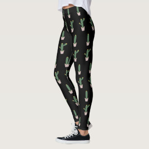 Leggings Légendes noires Plante simple Cactus Pot Motif