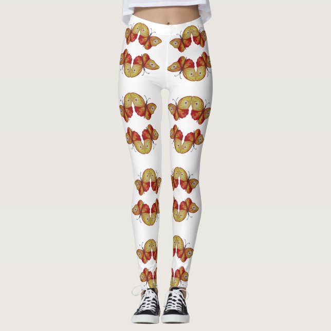 Leggings Légendes personnalisées Papillons jaunes (Devant)
