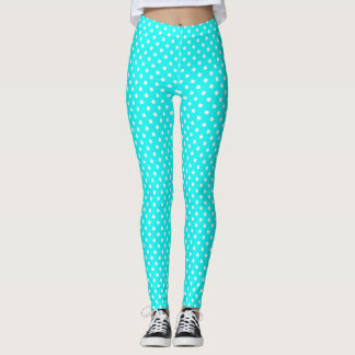 Leggings Légendes Pois bleues et blanches Turquoises