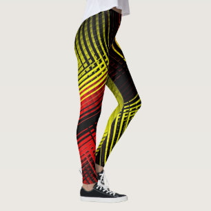 Leggings Légendes rayées diagonales rouges jaunes et noires