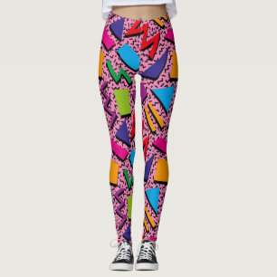 Leggings Légendes roses colorées Motif des années 80