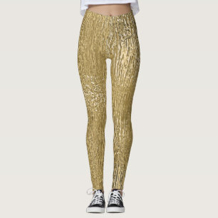 Leggings Légendes texturées de métal brillant Gold Faux