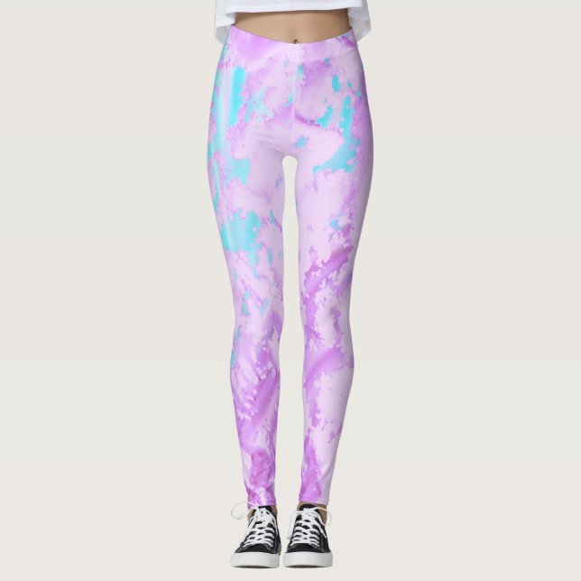 Leggings Légères pattes bleues et violettes (Devant)
