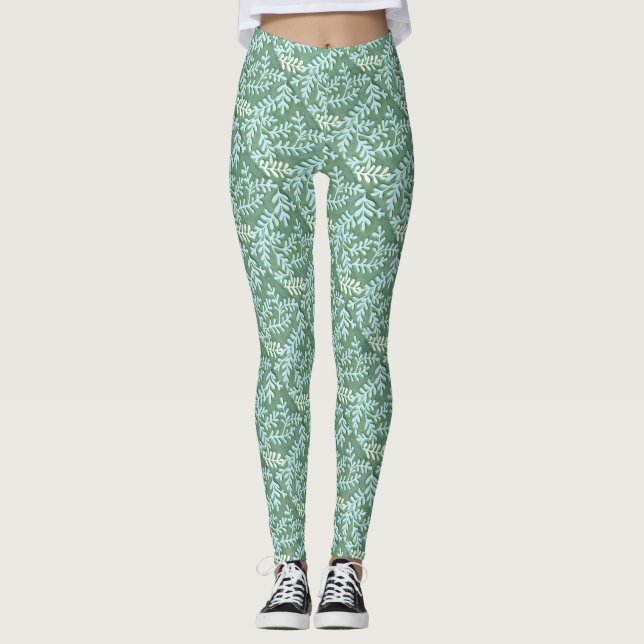 Leggings Légères pattes Feuilles vertes (Devant)