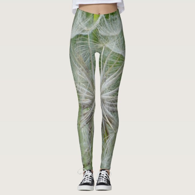 Leggings Léggations florales blanches et vertes (Devant)
