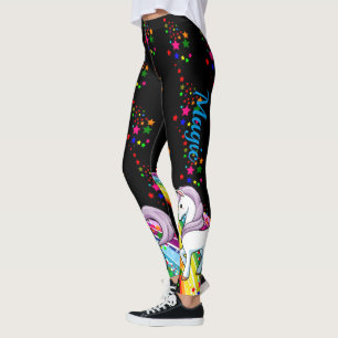 Leggings LÉGGINES Unicorn Rainbow Magic Pants femmes noire