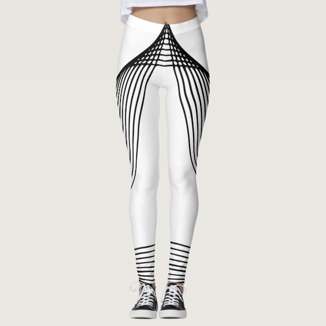 Leggings "Leggings blancs chic avec Gras Lignes noires" (Devant)