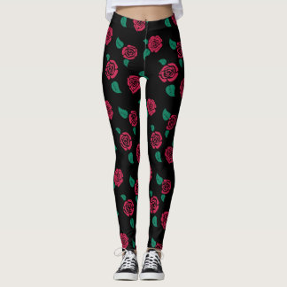 Leggings Leggins con patrón estampado de rosas rojas