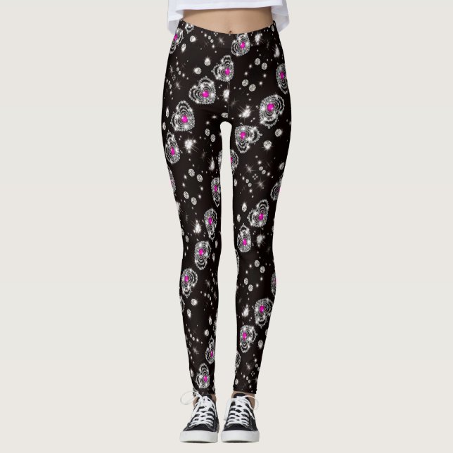 Leggings Leggins du coeur pourpre étincelant (Devant)