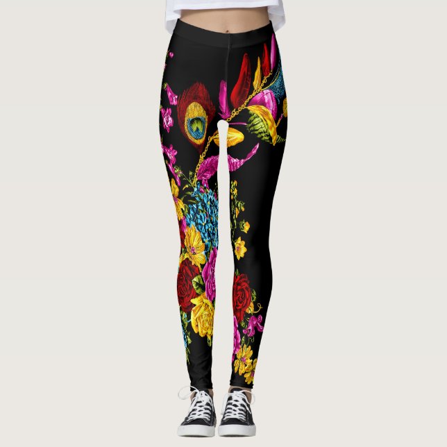Leggings léggins fleuris abstraits et colorés (Devant)