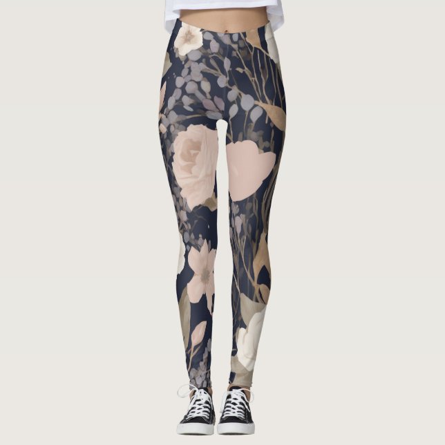 Leggings Leggins Floraux Motif Yoga (Devant)