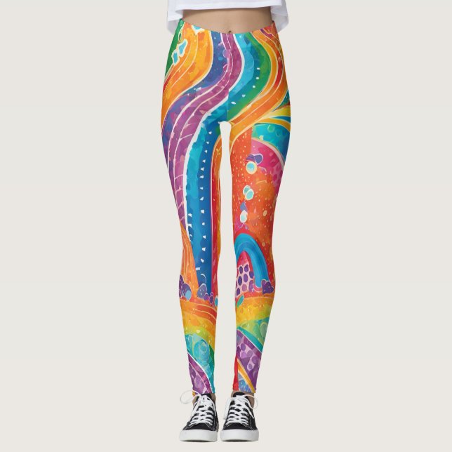 Leggings Legs à motifs couleur arc-en-ciel (Devant)