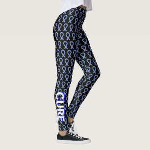 Leggings Legs d'art au ruban de sensibilisation bleu et bla